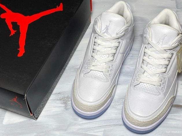 1st Kicks Shoes Jordan Retro White Air 3 Triple 136064-111 0707